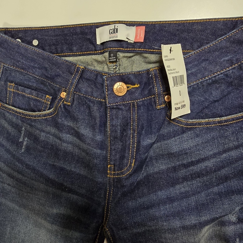 Cabi Malibu Jean Women's 0 Dark Authentic Wash Straight Leg Long Inseam‎ NWT - Picture 10 of 16